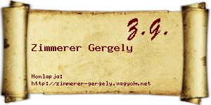 Zimmerer Gergely névjegykártya